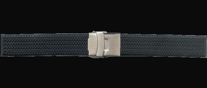 Black 18mm Heavy-Duty Silicone Deployment Watch Strap