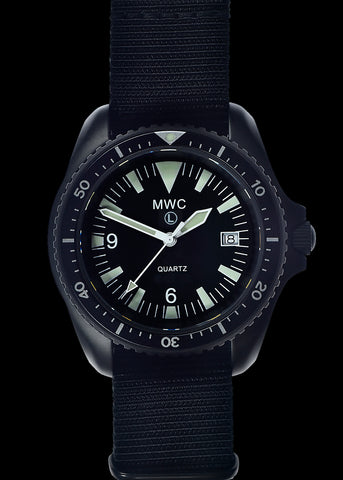 MWC 1999-2001 Pattern Black PVD Automatic Military Divers Watch with Retro Luminous Paint, Sapphire Crystal, 60 Hour Power Reserve