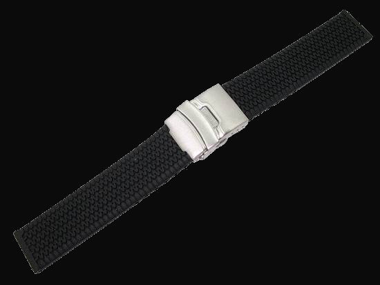 Black 18mm Heavy-Duty Silicone Deployment Watch Strap