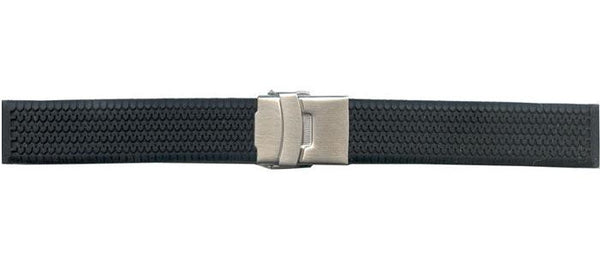 Black 18mm&nbsp;Heavy-Duty Silicone Deployment Watch Strap