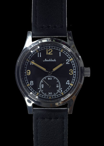 MWC Classic 40mm Covert Black PVD Steel Aviator Watch with 24 Jewel Automatic Movement and 100m Water Resistance