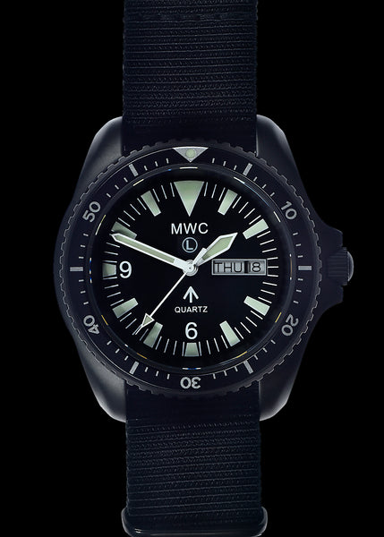 MWC 1999-2001 Pattern Quartz Day/Date Military Divers Watch in Covert Black PVD with Sapphire Crystal