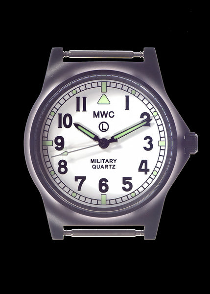 MWC G10 LM Non Date Stainless Steel Military Watch with White Dial, Non Date Version on Admiralty Grey Strap)