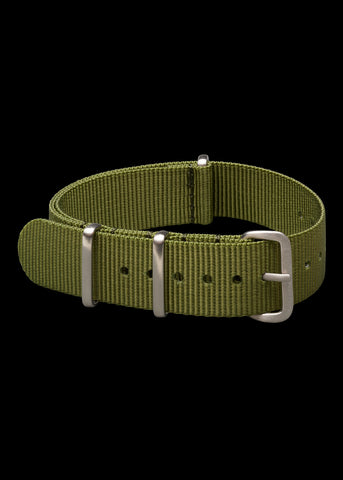 2 Piece 20mm Khaki NATO Military Watch Strap in Ballistic Nylon with Stainless Steel Fasteners
