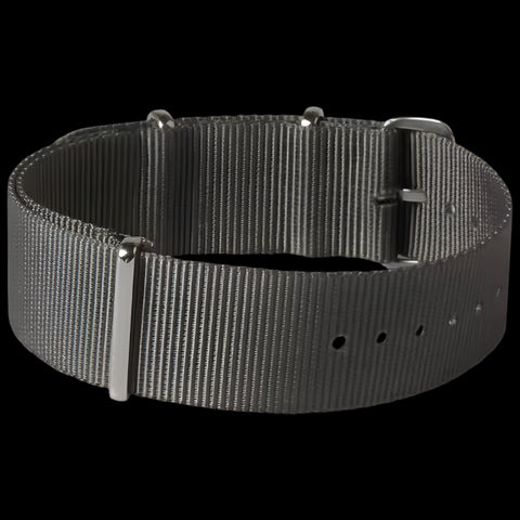 Single Pass 18mm Admiralty Grey NATO Military Watch Strap in Ballistic Nylon with Stainless Steel Fasteners