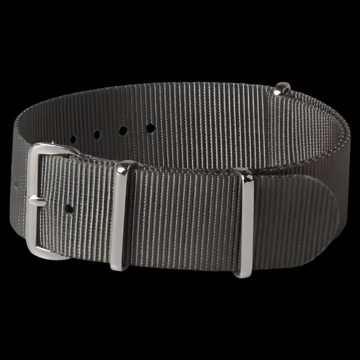 Single Pass 18mm Admiralty Grey NATO Military Watch Strap in Ballistic Nylon with Stainless Steel Fasteners