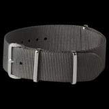Single Pass 18mm Admiralty Grey NATO Military Watch Strap in Ballistic Nylon with Stainless Steel Fasteners