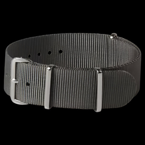 Single Pass 18mm Admiralty Grey NATO Military Watch Strap in Ballistic Nylon with Stainless Steel Fasteners
