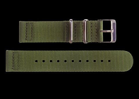 22mm Olive Green Silicone/Rubber NATO Military Watch Strap