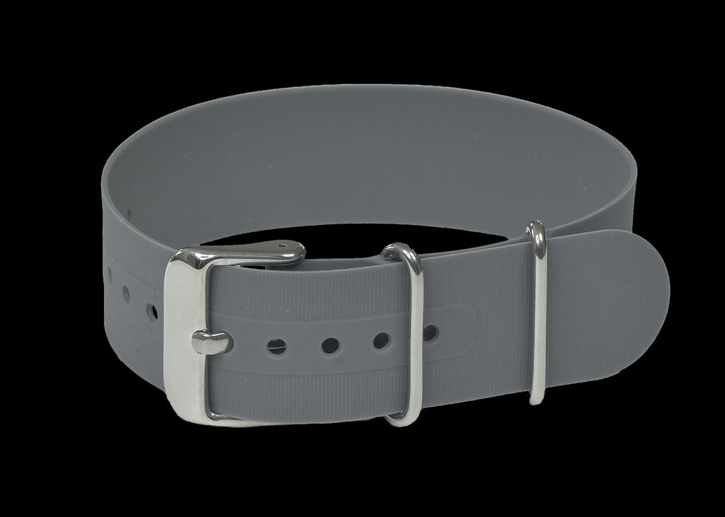 20mm Grey Silicone/Rubber NATO Military Watch Strap
