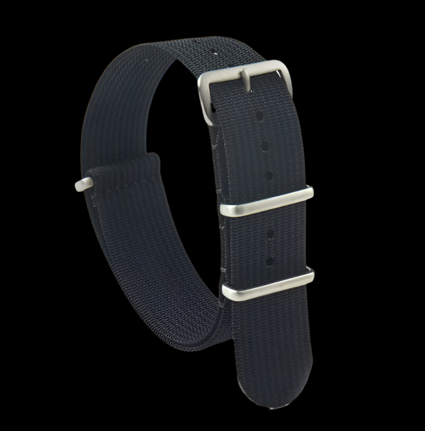 24mm Ribbed Black NATO Military Watch Strap