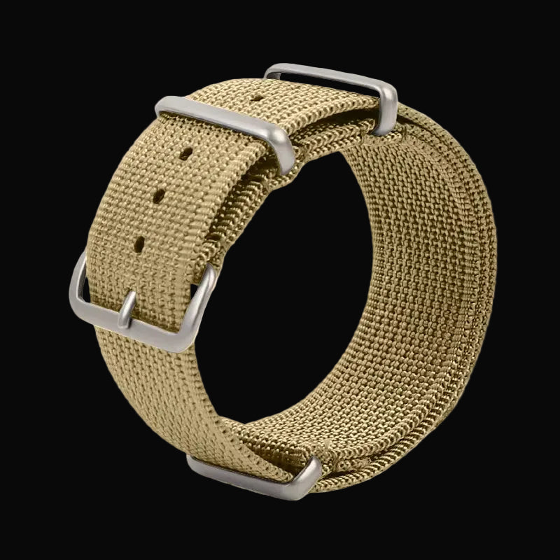 24mm Ribbed Khaki NATO Military Watch Strap