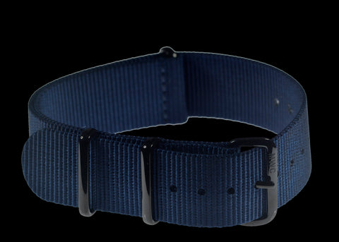 18mm Navy Blue NATO Watch Strap with Covert PVD Black Buckles