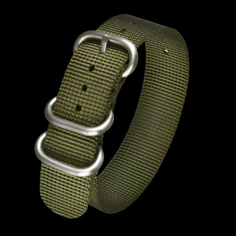 22mm Olive Green Ballistic Nylon Zulu Pattern Military Watch Strap