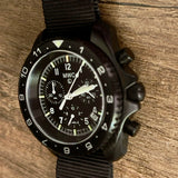 MWC NATO Pattern Stainless Steel Military Pilots Chronograph with Sapphire Crystal - 12 Hour GMT Bezel and GTLS/Tritium Illumination
