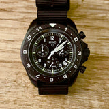 MWC NATO Pattern Stainless Steel Military Pilots Chronograph with Sapphire Crystal - 12 Hour GMT Bezel and GTLS/Tritium Illumination