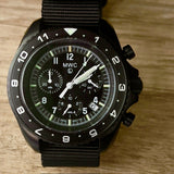 MWC NATO Pattern Stainless Steel Military Pilots Chronograph with Sapphire Crystal - 12 Hour GMT Bezel and GTLS/Tritium Illumination