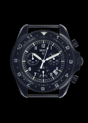 MWC NATO Pattern Stainless Steel Military Pilots Chronograph with Sapphire Crystal - 12 Hour Dial with GTLS/Tritium Illumination