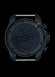 MWC NATO Pattern Black PVD Steel Military Pilots Chronograph with Sapphire Crystal with GTLS/Tritium Illumination