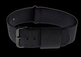 20mm US Pattern Hybrid Black Military Watch Strap with Black PVD Fasteners