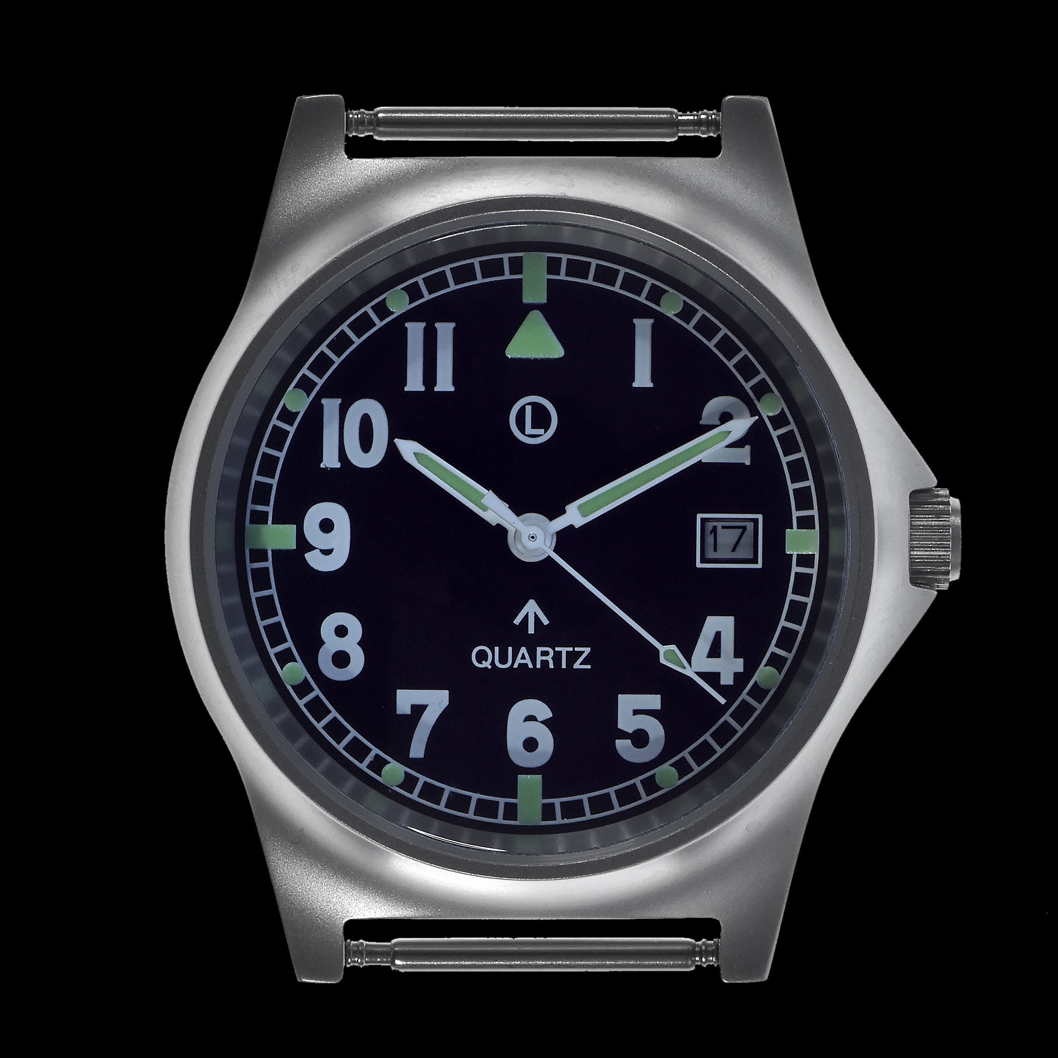 MWC G10 LM Stainless Steel Military Watch on Black Strap (Plain Engravable Caseback)