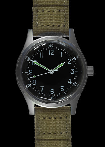 MWC Black PVD Stainless Steel PVD GG-W-113 Vietnam War Pattern Watch (24 Jewel Automatic)