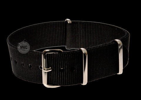24mm Black High Grade Saddle Leather Zulu Military Watch Strap