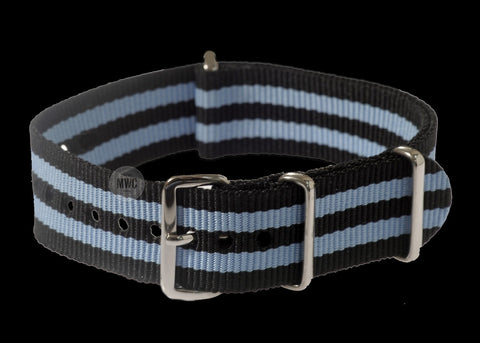 18mm Premium Black Carbon Fibre Watch Strap with White Stitching