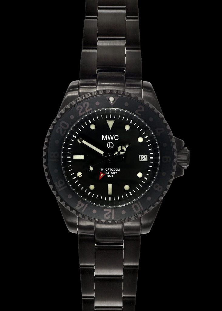 MWC GMT (Dual Time Zone) PVD Military Watch on Matching Steel Bracelet