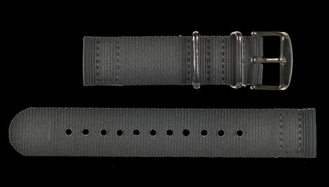 22mm Black Calf Leather Zulu Military Watch Strap