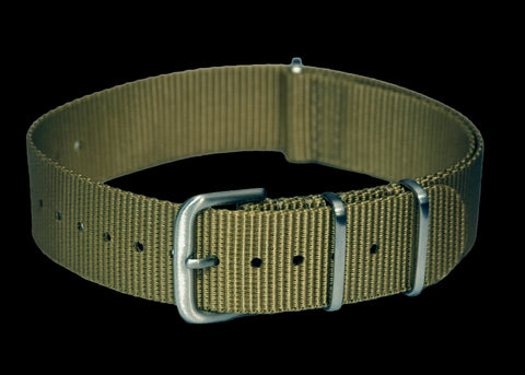18mm US Hybrid Pattern Black Military Watch Strap (Chrome Fasteners)